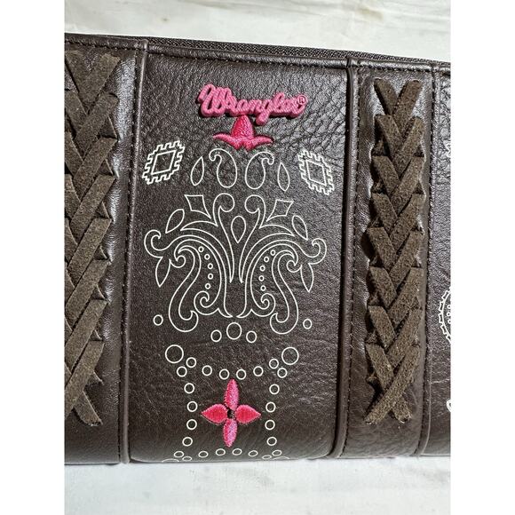 Wrangler Bandana Paisley Print Wallet Brown Wristlet Western - Picture 4 of 7